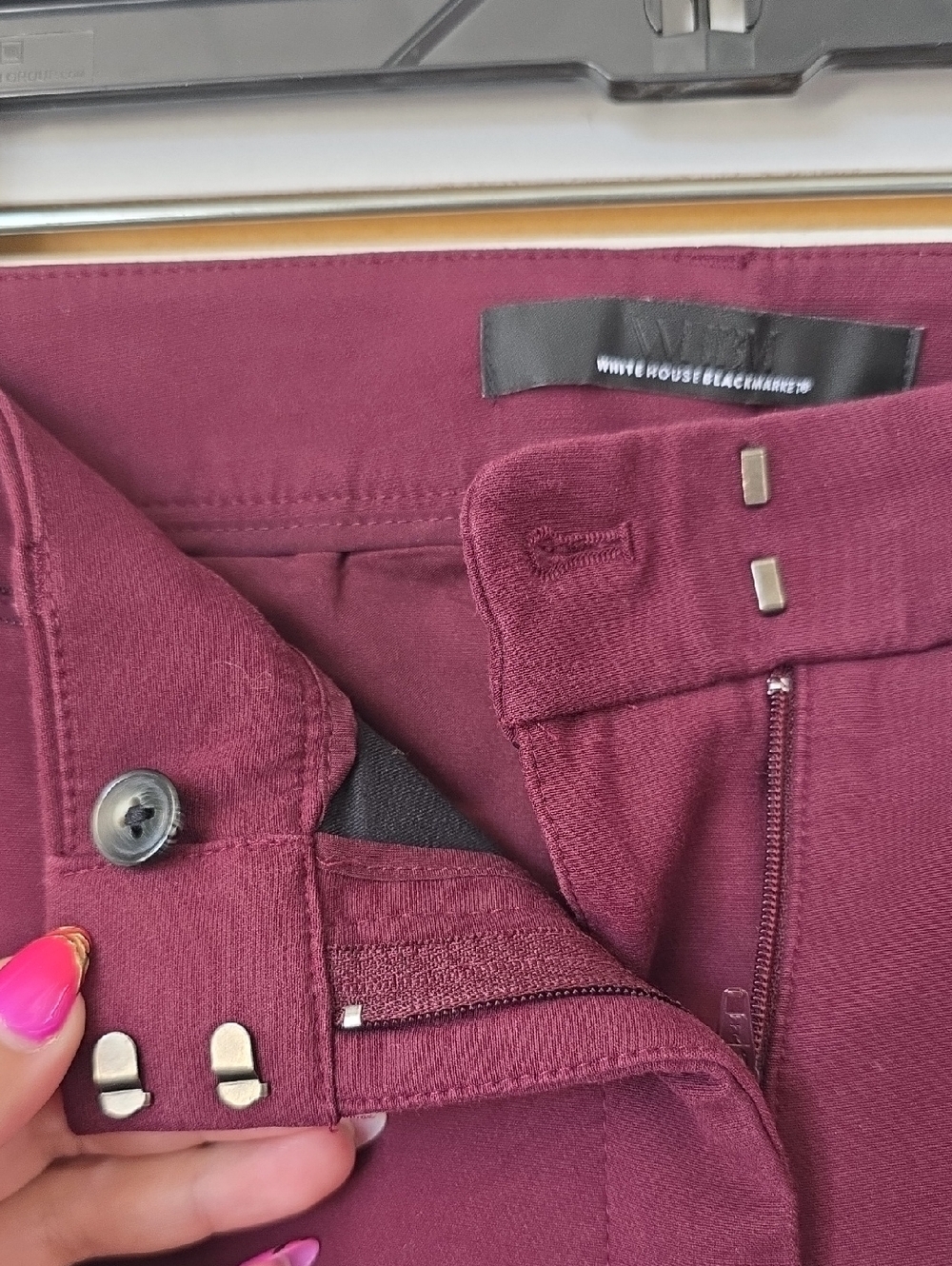 WHBM Slim Straight Burgundy Pants 4 - Picture 3 of 6